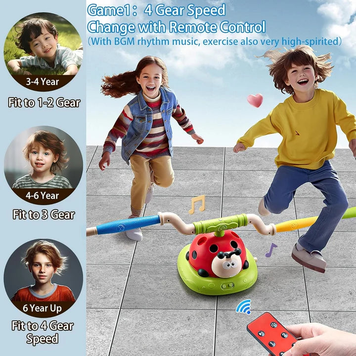 3 In 1 Musical Jump, Ring Toss Game, Stomps & Rocket Launcher for Kids
