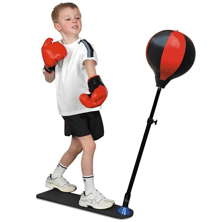 Kids Boxing Stand + Gloves & Pump With Height-Adjustable