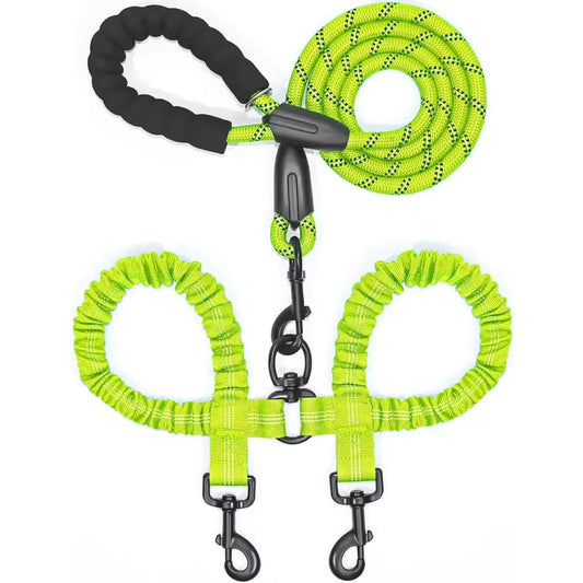 Premium Double Bungee Dog Leash – Tangle-Free 360° Swivel